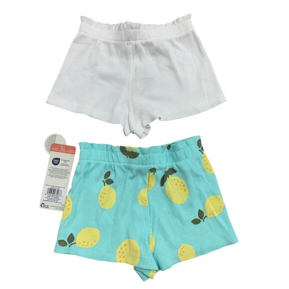 New Gerber 2-Pack Baby Girls Size 12 Months White Lemon Pull On Knit Shorts - Picture 2 of 5